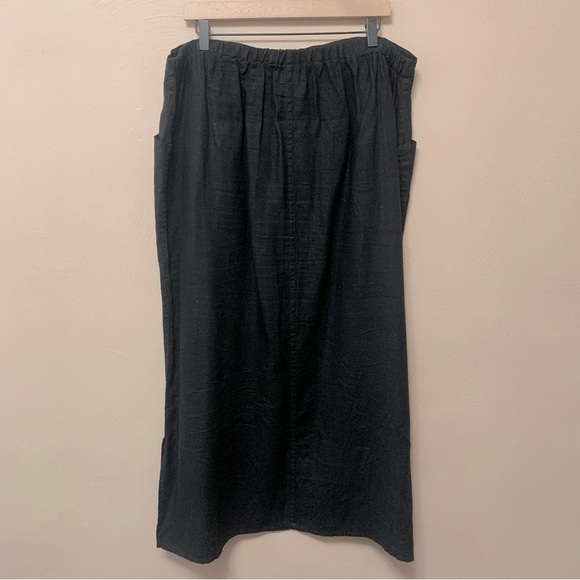 Flax 100% Linen Black Maxi Skirt with Pockets Size Large - Picture 6 of 6